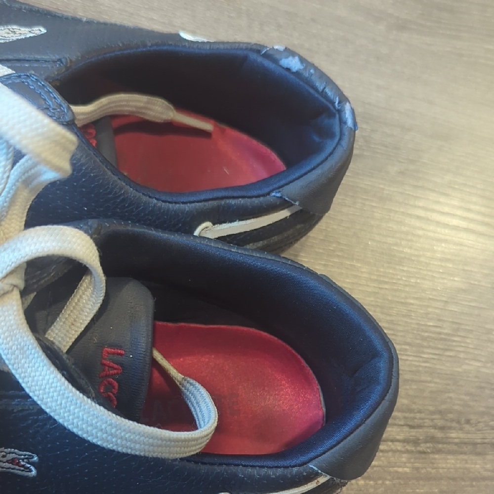 🔥Price Drop🔥Lacoste Navy Blue Leather Boat Shoes with White Laces - Picture 5 of 16